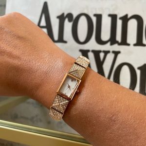 Kate Spade New York Women’s Cobble Rose Goldtone Pave Pyramid Bracelet Watch